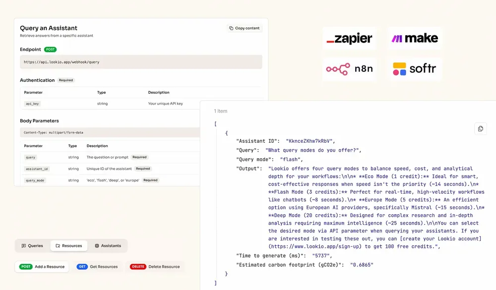 Querying Lookio via API in an n8n workflow