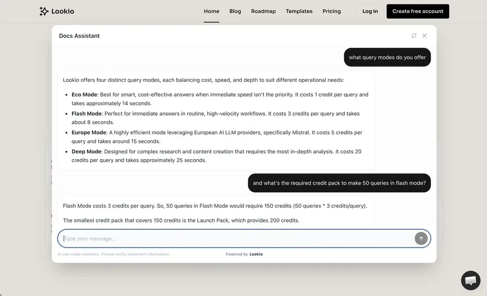 Lookio widget in action on a website